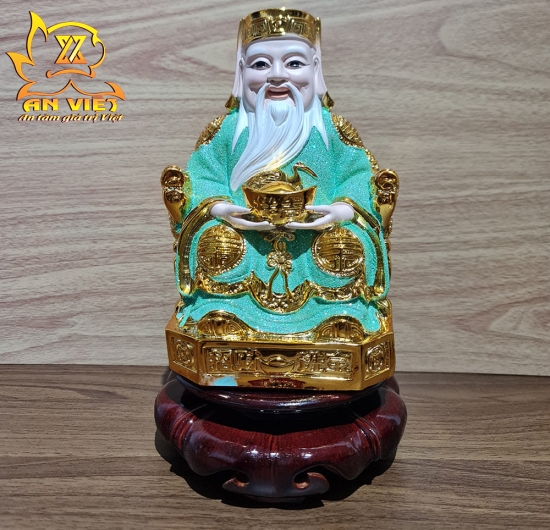 Tượng Thần Tài-Thổ Địa Ánh Kim cao 20cm [Hợp Mệnh THỦY - MỘC] - Nhựa Poly - TTTD2423