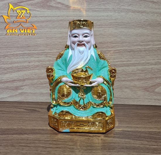 Tượng Thần Tài-Thổ Địa Ánh Kim cao 20cm [Hợp Mệnh THỦY - MỘC] - Nhựa Poly - TTTD2423
