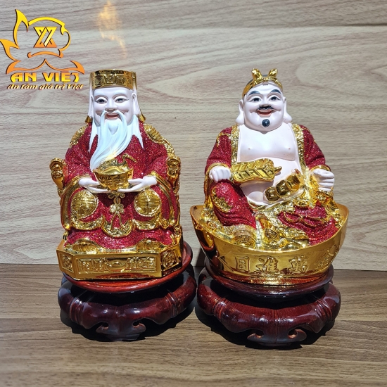 Tượng Thần Tài-Thổ Địa Ánh Kim - cao 20cm [Hợp Mệnh HỎA - THỔ] - Nhựa Poly - TTTD2421